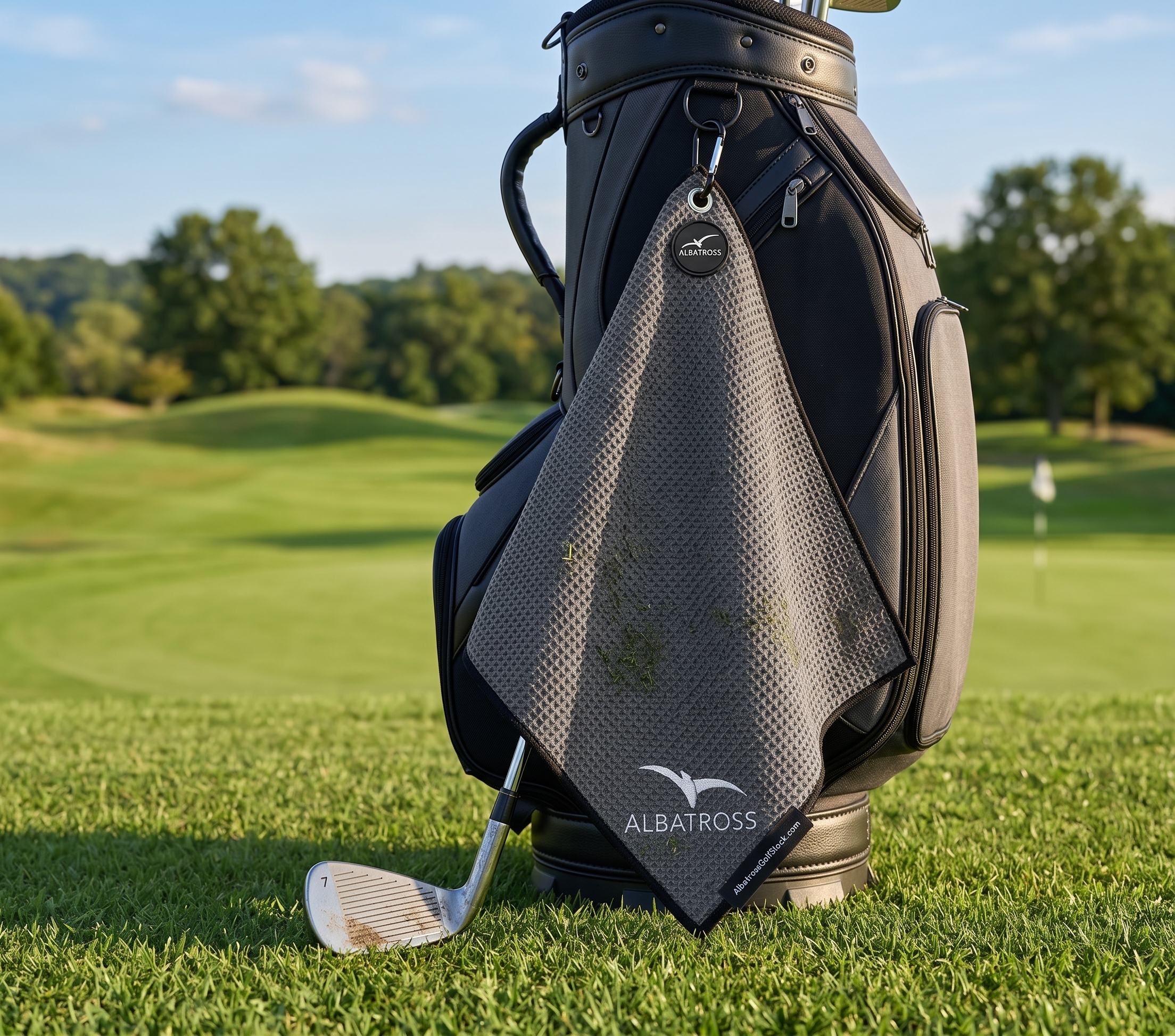 Magnetic Golf Towel Grey Black Trim 1